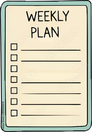 Flat Weekly Planner Icon Minimalist Vector Illustration for Scheduling Organizing Appointments Tasks and Events Home and Office Digital Planner App and Website Design Productivity and Time Management 