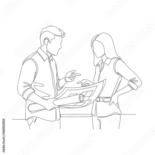 Business colleagues discussing plans together.