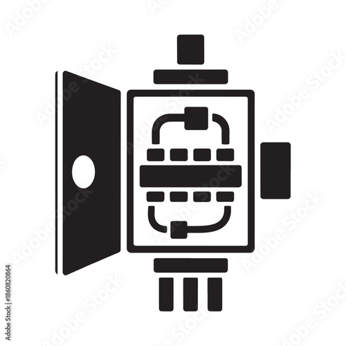Black and white icon of a vintage film camera a retro broadcasting tool