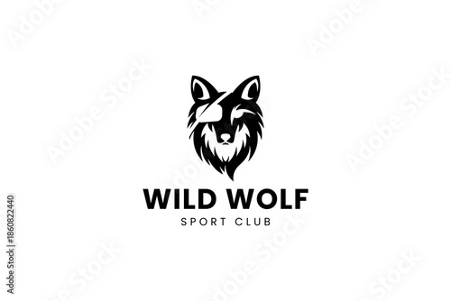 A Tundra Arctic Wolf Face Silhouette logo design