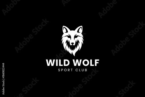A Tundra Arctic Wolf Face Silhouette logo design