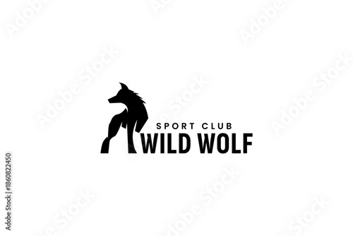 A Tundra Arctic Wolf Face Silhouette logo design