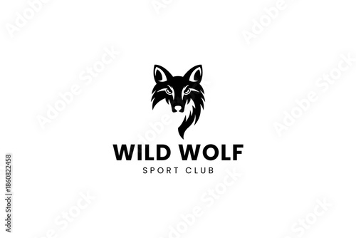A Tundra Arctic Wolf Face Silhouette logo design