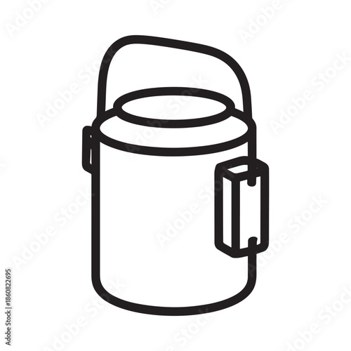 Simple black and white line drawing of a cylindrical bucket with a handle