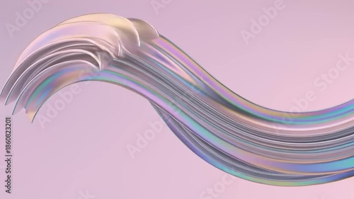Elegant Flowing Holographic Ribbon on a Soft Background.