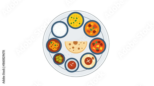 Flat lay of various colorful sushi pieces on a white plate