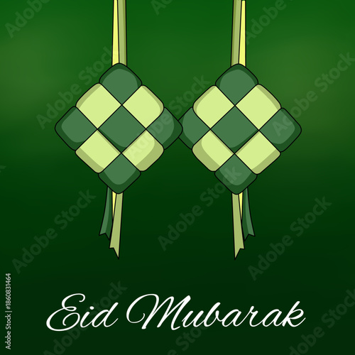 Eid Mubarak background with ketupat 