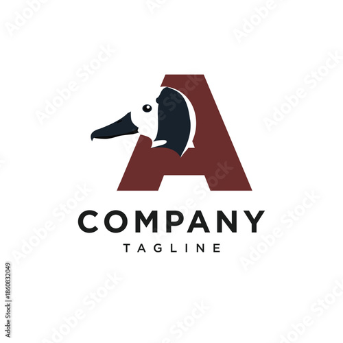 Letter A White-faced Whistling Logo Icon Vector