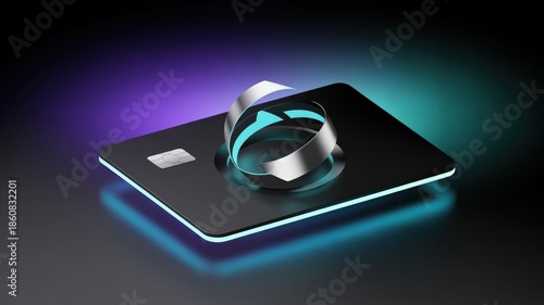 wallet integration success finance transaction concept. Abstract design featuring a sleek object with vibrant lighting.