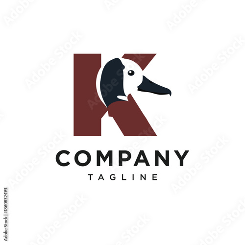 Letter K White-faced Whistling Logo Icon Vector