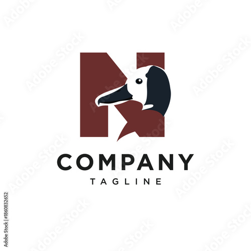 Letter N White-faced Whistling Logo Icon Vector