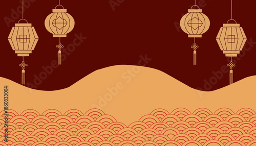 traditional chinese lanterns on red background