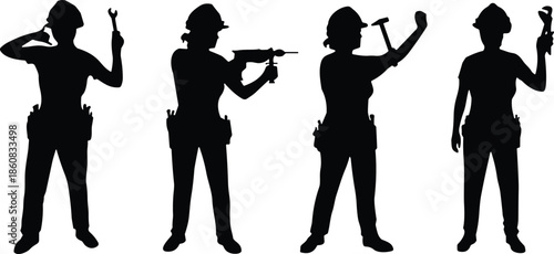 Police officer silhouettes collection isolated on white background showing law enforcement duty poses security protection authority and public safety concept