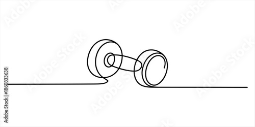 Continuous line art drawing of a dumbbell symbolizing fitness and strength training Vector, illustration