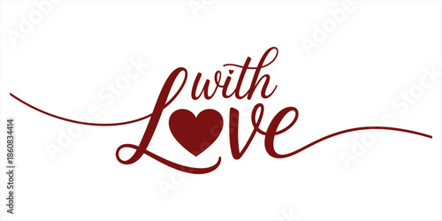 With love text with a heart symbol Vector, illustration