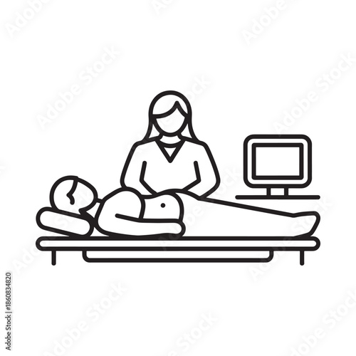 Medical examination featuring a pregnant woman undergoing an ultrasound scan