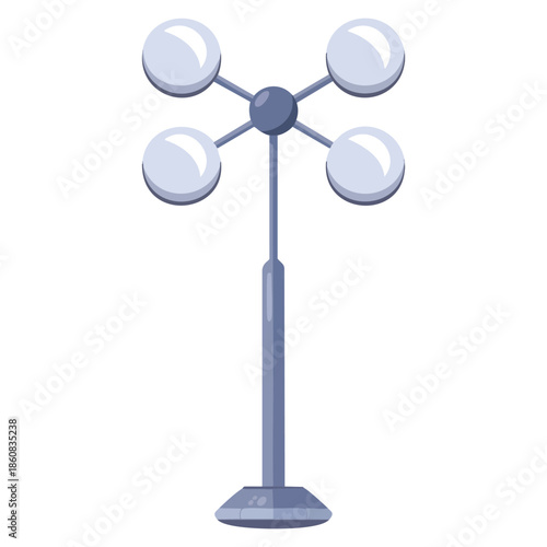 Meteorology weather forecast isometric composition vector illustration with spinning vane for wind speed detection ideal for science education infographic and weather themed designs