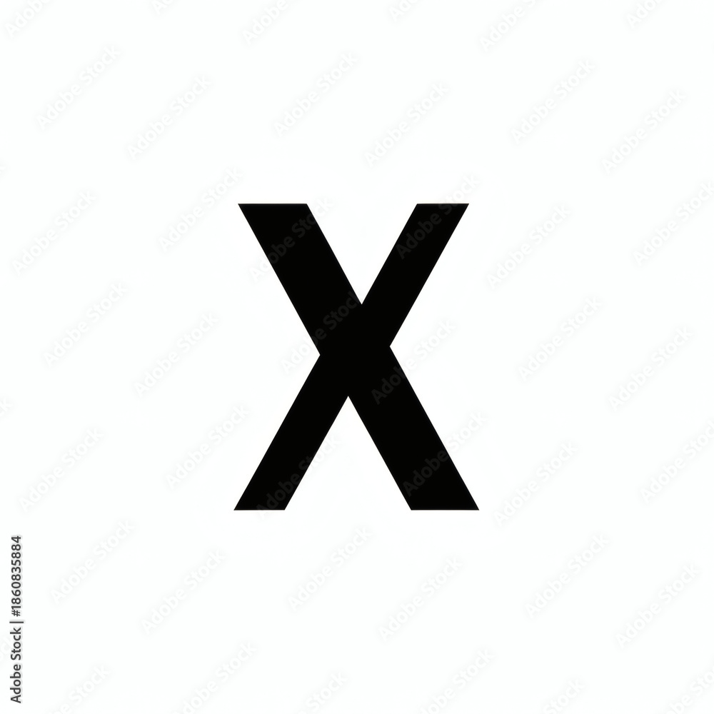 Fototapeta premium Black capital letter x isolated on a white background