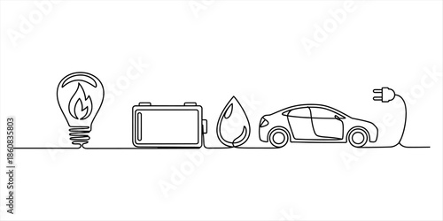 Conceptual illustration of sustainable energy for electric vehicles Vector, illustration