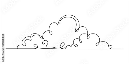Continuous line drawing of a whimsical cloud formation Vector, illustration