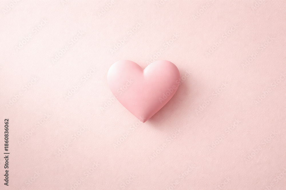 Fototapeta premium Elegant minimal pink heart shape on a soft pastel blush background.