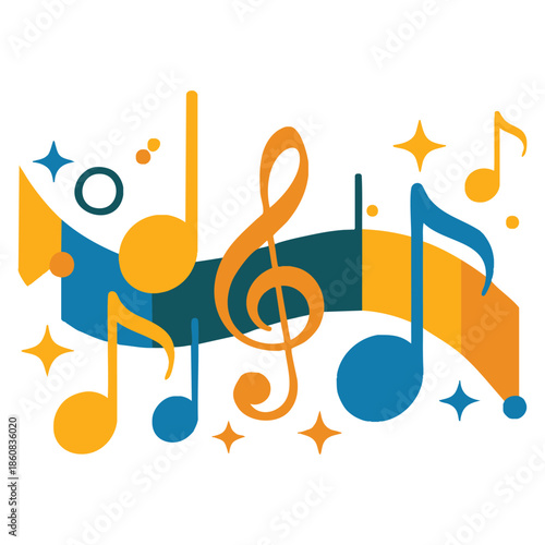Musical notes vector illustration with player melody songs playlist treble clef and notes ideal for music concept design songs melodies and entertainment themed artwork