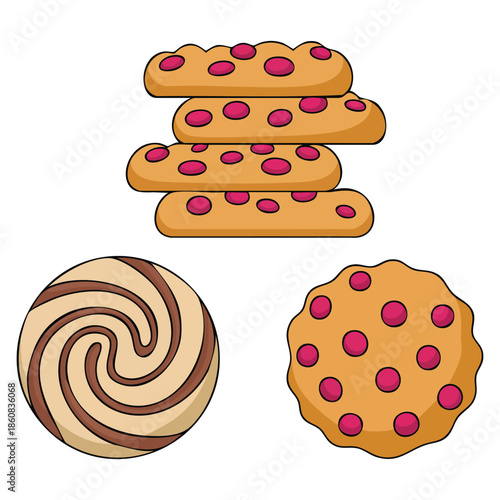 National chocolate chip cookie day sweet delicious pastries chocolate chip cookie vector illustration with confectionery and sweet products themed artwork