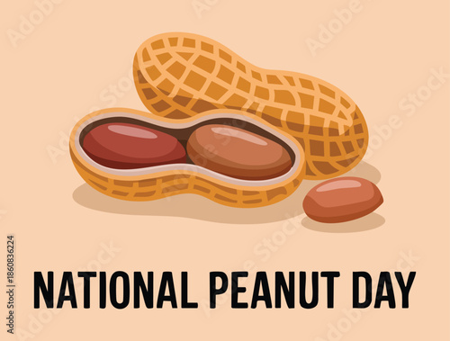 National Peanut Day vector illustration featuring peanut isolated on brown background ideal for American delicacy themed poster September 13 important day