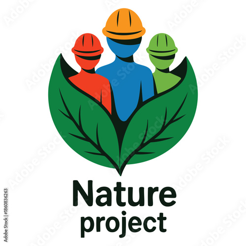Nature project vector logo template using human symbol suitable for natural community project eco branding environmental activity and green themed identity