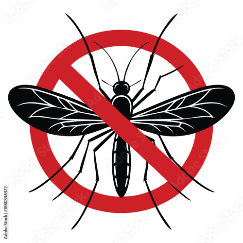 No mosquito sign awareness of avoid dengue malaria zika diseases vector illustration suitable for health campaign prevention awareness and public education