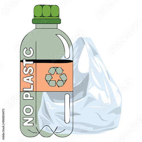 No plastic eco lifestyle eco bag zero waste cruelty free environmental protection recycling vector cartoon illustration ideal for patches poster banner and social media design
