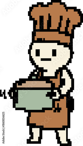 Friendly chef holding baking tray with enthusiasm