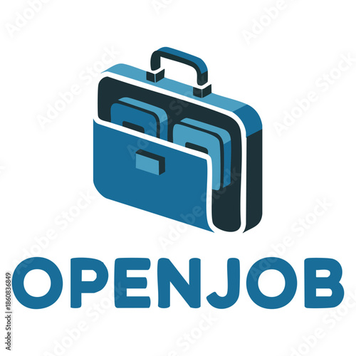 Open job vector logo template using bag work symbol suitable for business hiring recruitment branding and modern job opportunity themed graphic identity