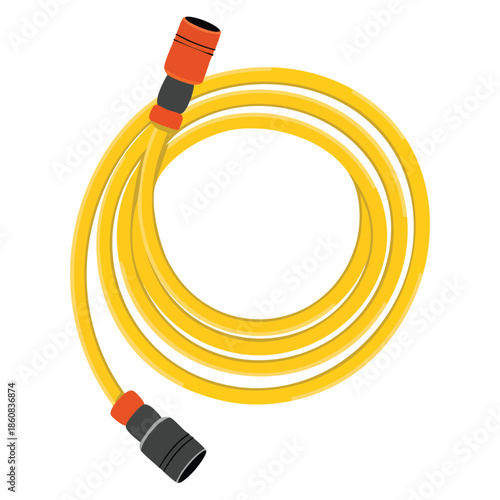 Orange garden hose agriculture work equipment garden tool flat style vector illustration isolated on white background perfect for farming and gardening theme