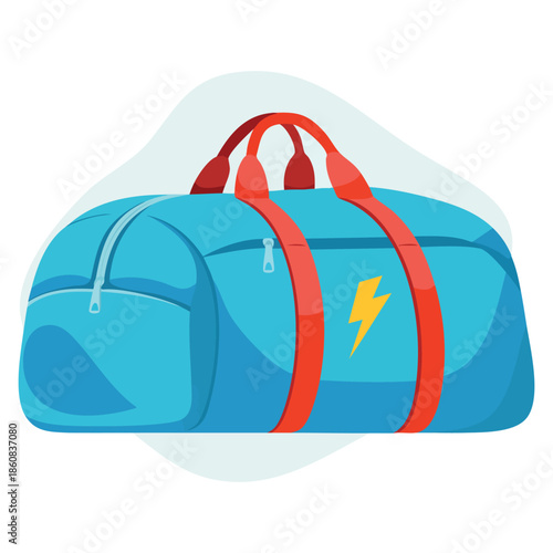 Packed travel bag vector illustration with handle and zipper ideal for journey adventure tourism and travel packing themed creative designs