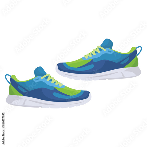 Pair of blue athletic shoes vector illustration isolated on white background ideal for fitness sports equipment running and exercise themed design projects