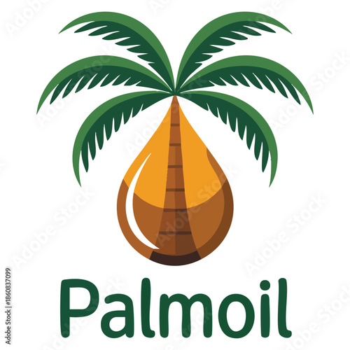 Palm oil vector logo template using green and brown color suitable for nature agriculture organic product branding and natural eco friendly identity graphics