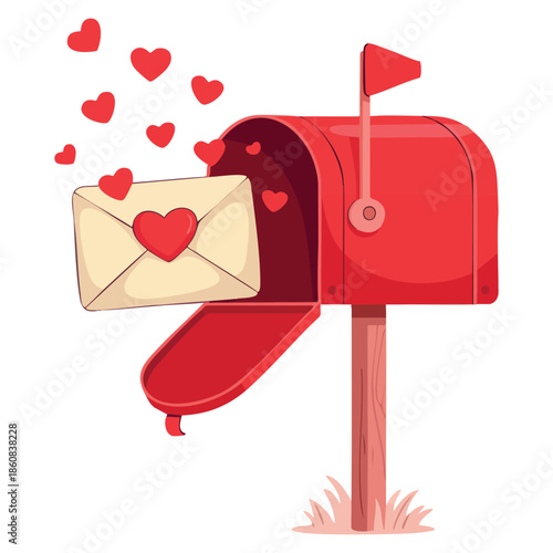 Post mail box illustration postal envelope with a heart valentines day themed design perfect for romantic cards messages and love communication artwork