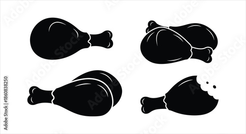 Chicken Leg Icons Set Delicious Food and Culinary Delights