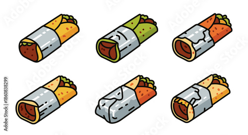 Six Delicious Burritos Ready to Eat.