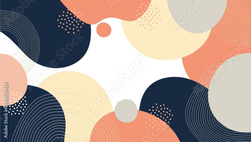 Abstract geometric shapes in various colors and patterns on a white background viewed from directly above