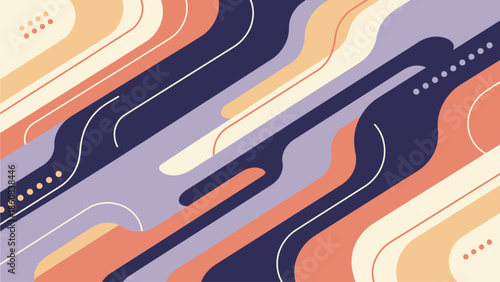 Abstract digital landscape with flowing shapes and vibrant colors from a dynamic viewpoint