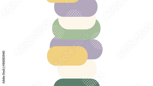 Abstract digital illustration featuring layered shapes and pastel colors in a minimalist composition