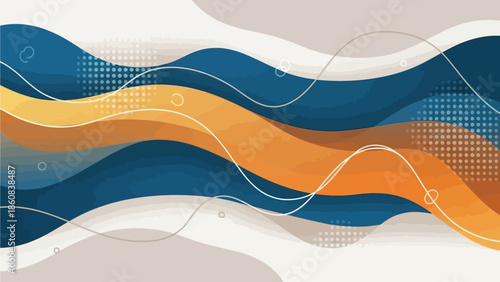 Abstract digital landscape with flowing waves and dynamic patterns