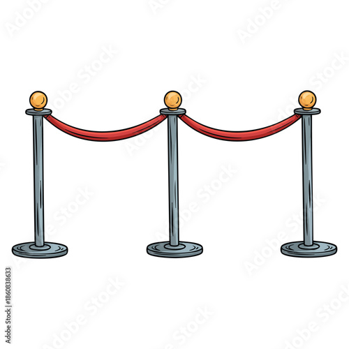 Queue stands isolated on white background vector illustration perfect for line formation crowd control design or waiting area themed artwork