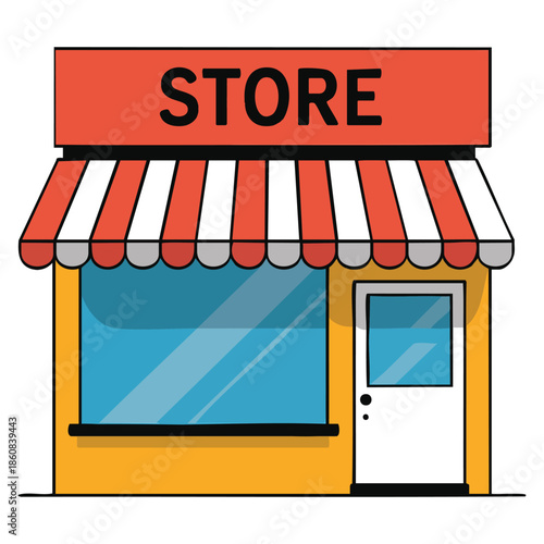 RGB color icon convenience store grocery shop exterior small business retail duty free mall awning showcase supermarket and boutique isolated vector artwork