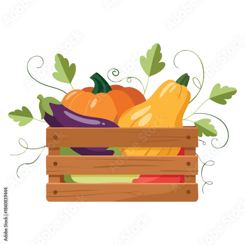 Ripe agricultural crop in basket vector illustration ideal for harvest celebration farm produce autumn season and organic nature inspired designs