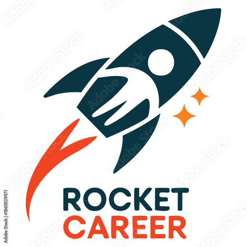 Roket career vector logo template featuring rocket and human with tie symbol suitable for business development branding and career ambition themed creative identity