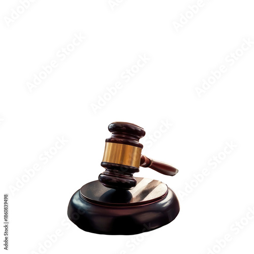 Wooden gavel on a block, isolated on black