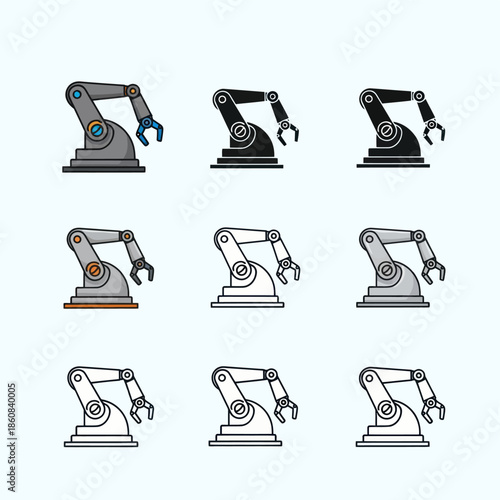 Robotic Arm Variations Industrial Automation and Engineering Design.